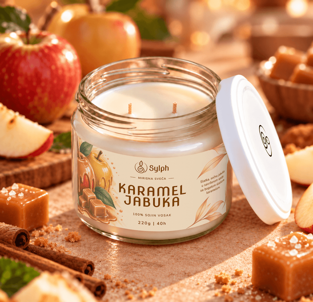 Karamel Jabuka 220g, otvorena tegla