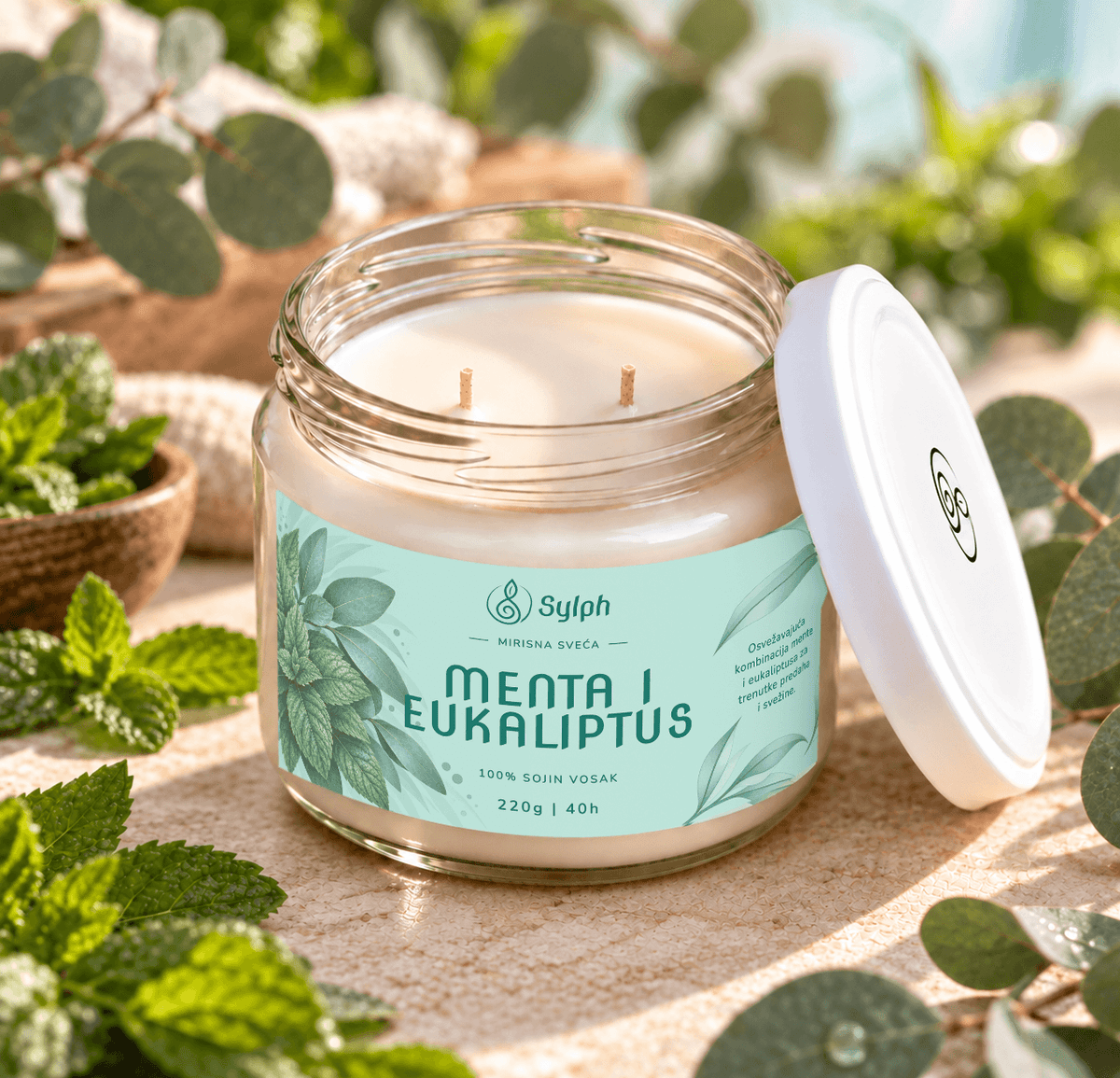 Menta i Eukaliptus 220g, otvorena tegla